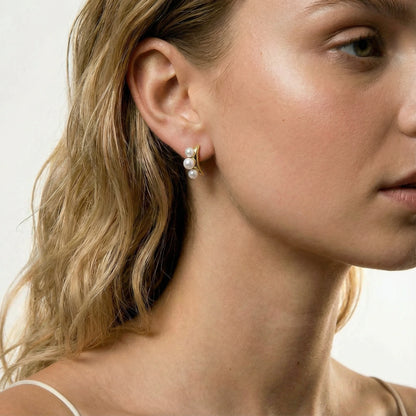 Pearl Trio Curve Studs by VettedArc