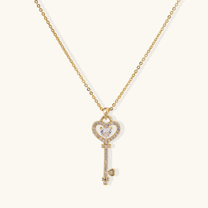 Secret Heart Key Necklace, front view