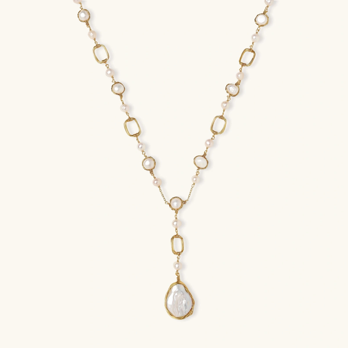 Lumina Pearl Station Necklace, front view