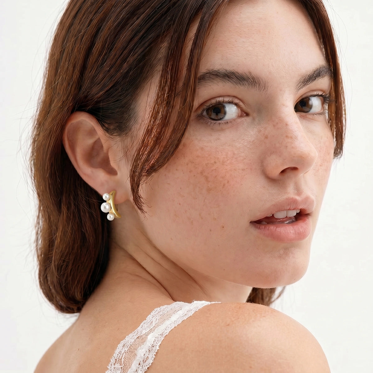 Pearl Trio Curve Studs by VettedArc