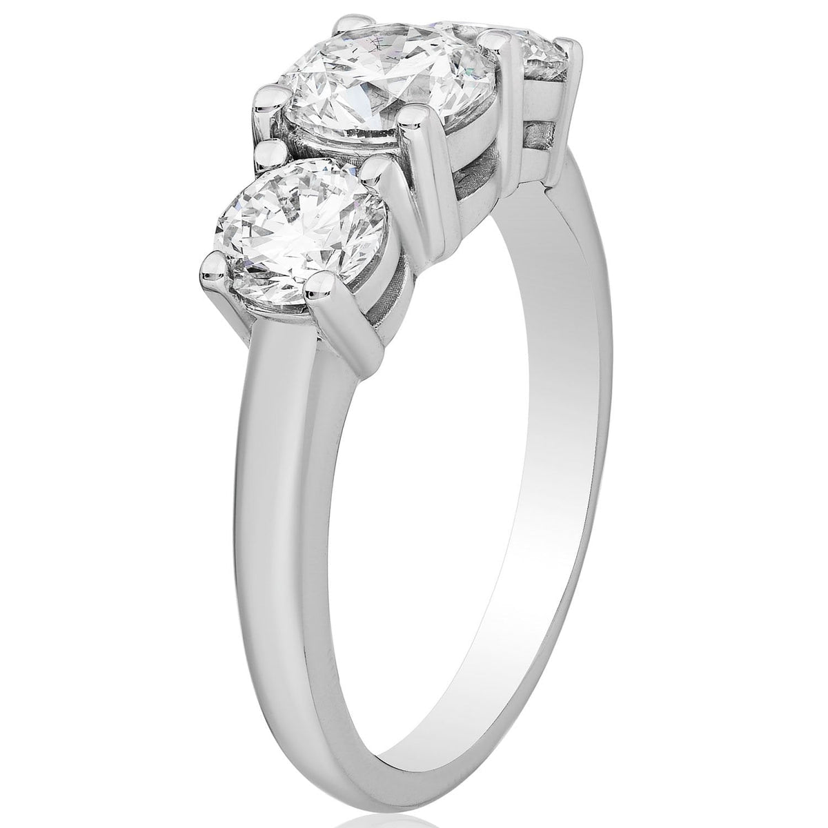 2 CTW AGI Certified Lab Grown Diamond (G-VS) Three Stone Engagement Ring in Choice of 14K Yellow or 14k White Gold