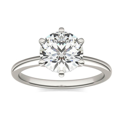 2 CTW Round Lab Grown Diamond Six Prong Solitaire Engagement Ring - G-VS Clarity, AGI Certified, 14K White Gold