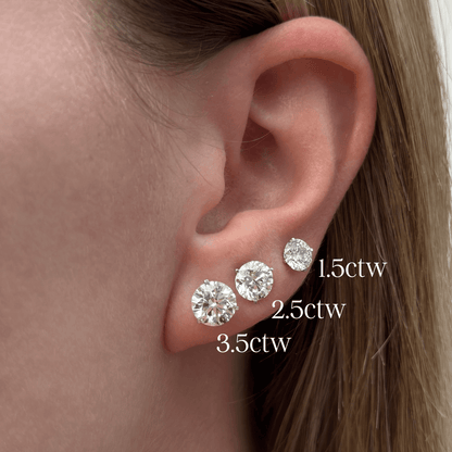 3.50 CTW Lab-Grown Round Diamond Stud Earrings in 14k Gold – E-F/VS AGI Certified