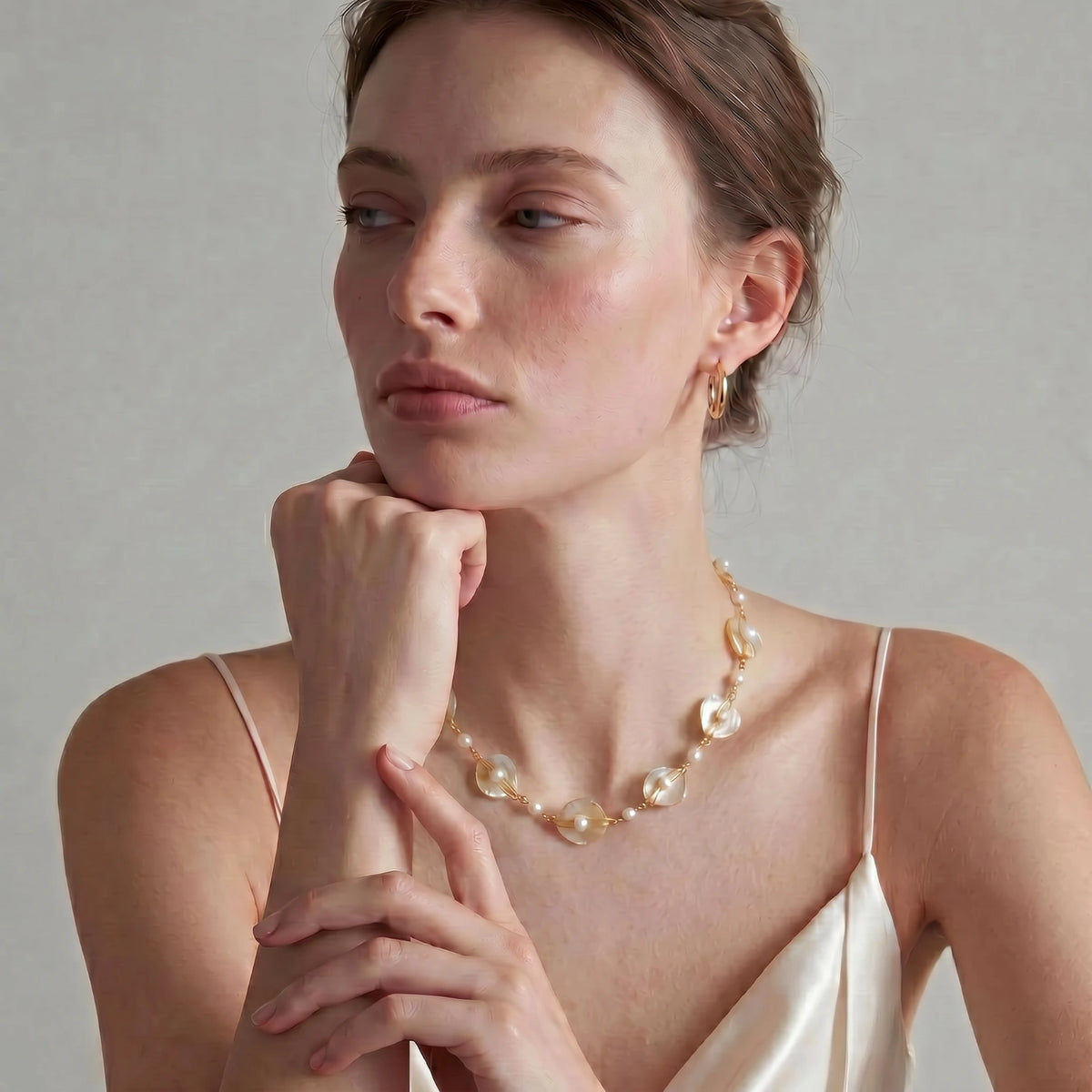 Golden Leaf Pearl Necklace - VettedArc