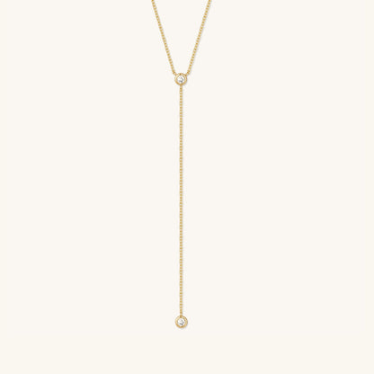 Gold Filled Diamond Bezel Lariat Necklace