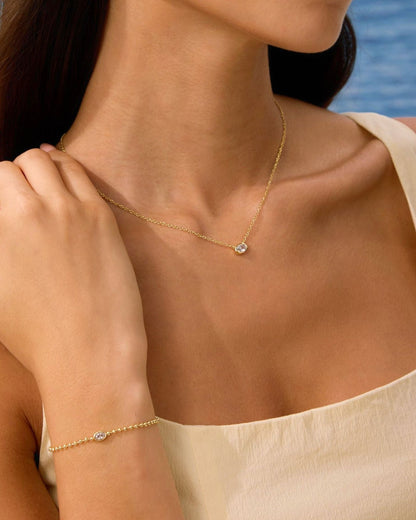 Gold Filled Diamond Oval Stone Bracelet