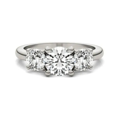 AGI Certified 2 CTW Classic Three-Stone Round Lab Grown Diamond (G-VS) Engagement Ring in 14K White Gold