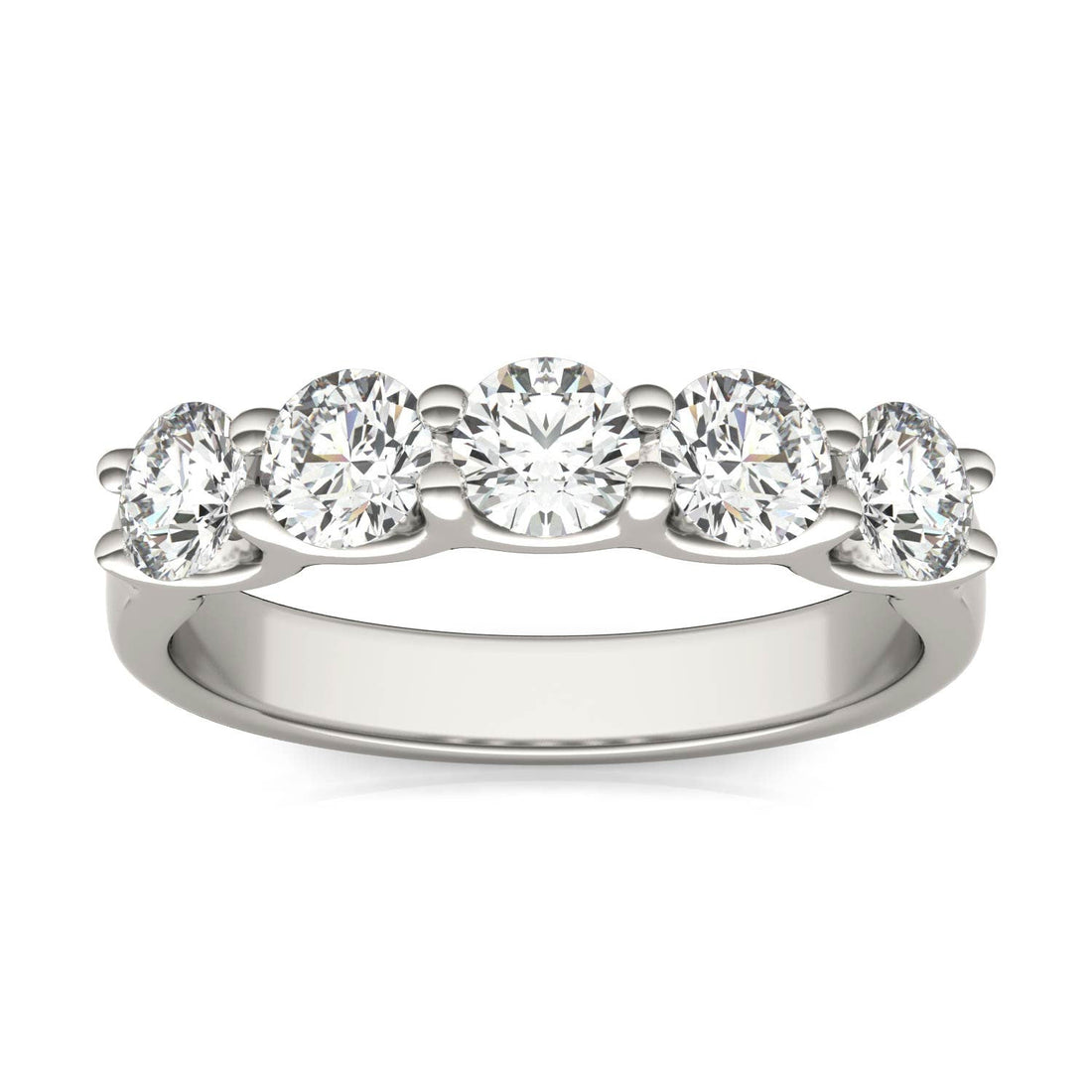 AGI Certified 1 1/4 CTW Round Lab Grown Diamond (G/VS) Five Stone Anniversary Band in 14K White Gold