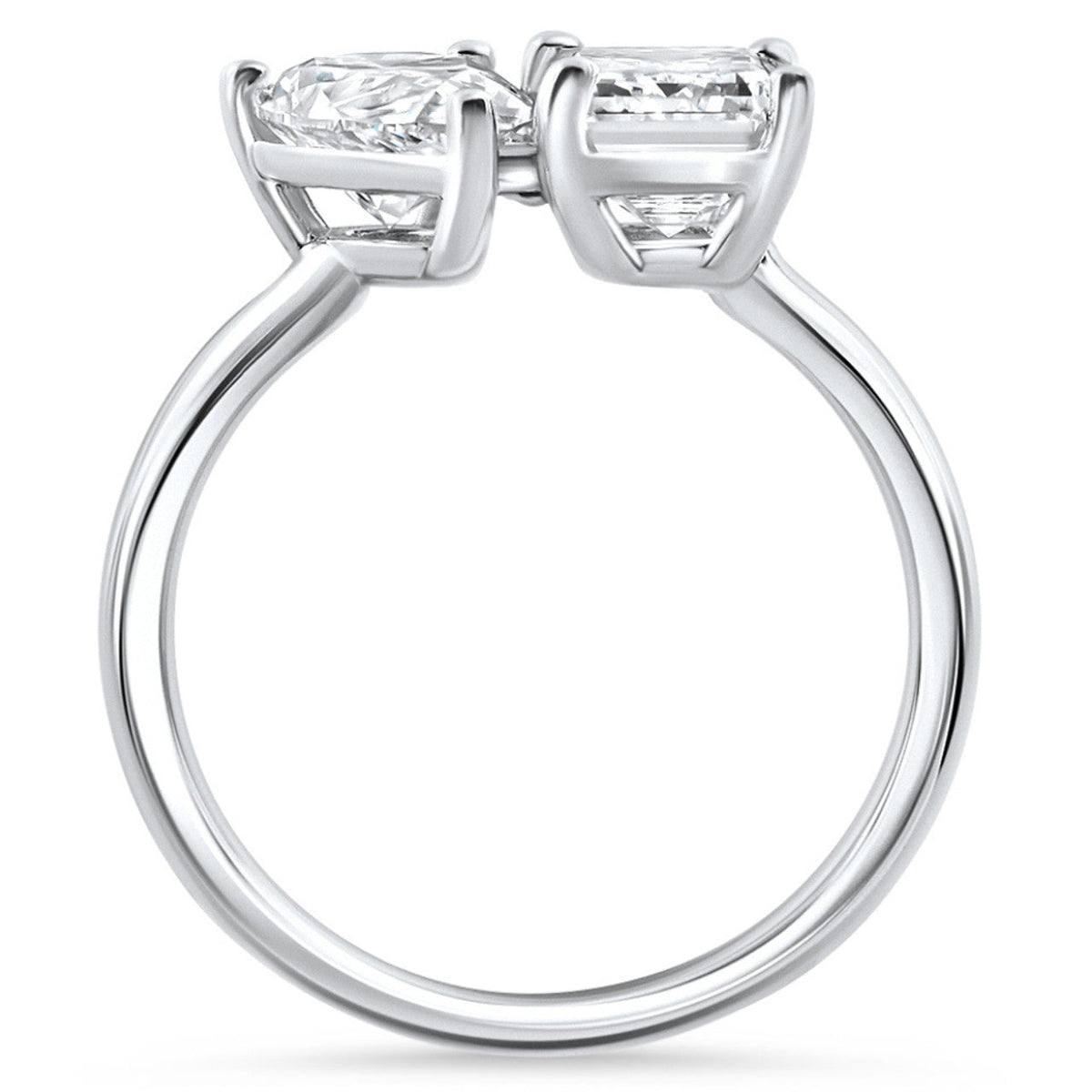 AGI Certified 3.50 CTW Toi Et Moi Lab Grown Diamond Ring in Pear &amp; Emerald Cut 14K White Gold