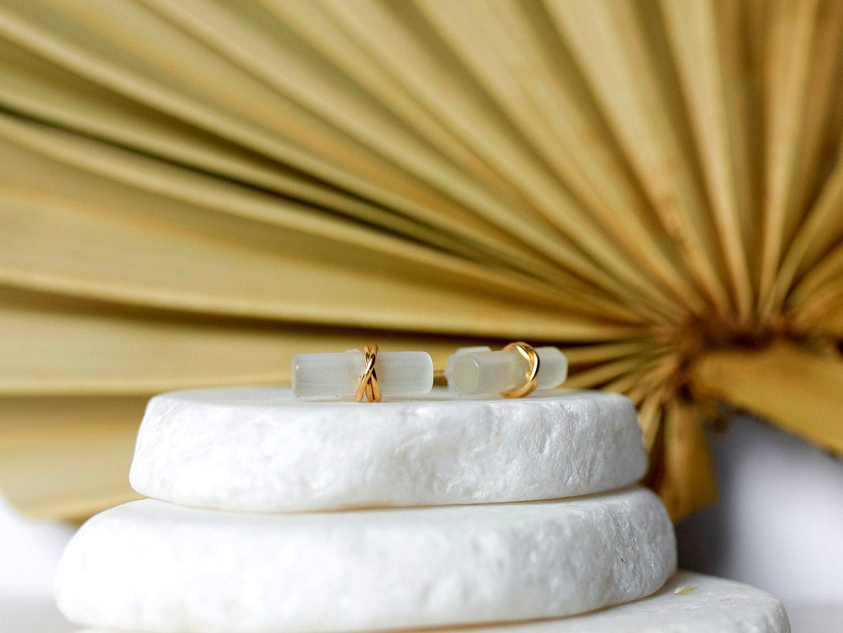 Birch Studs - Moonstone