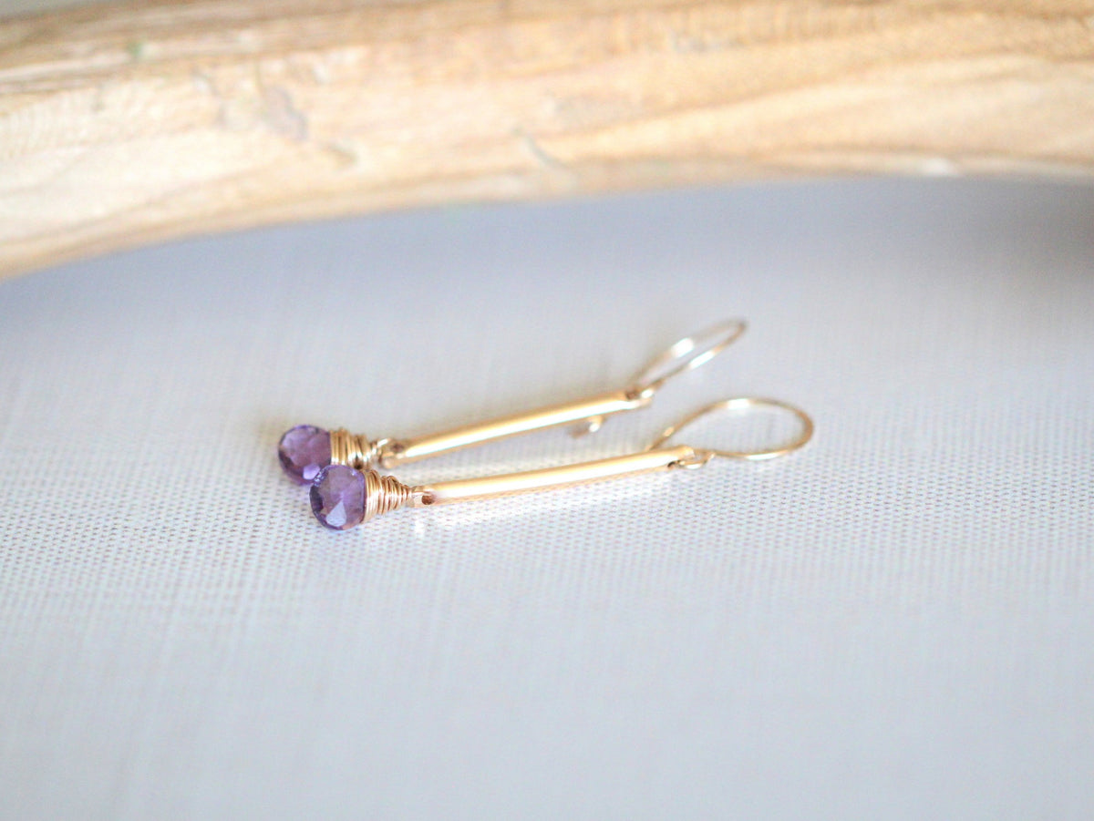 Amethyst Bar Earrings