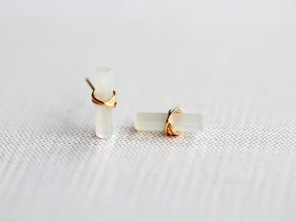 Birch Studs - Moonstone