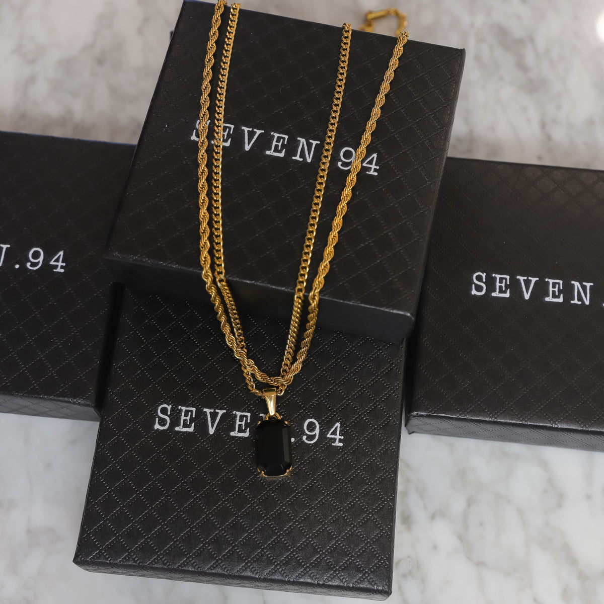 Black Onyx Stone Pendant Set