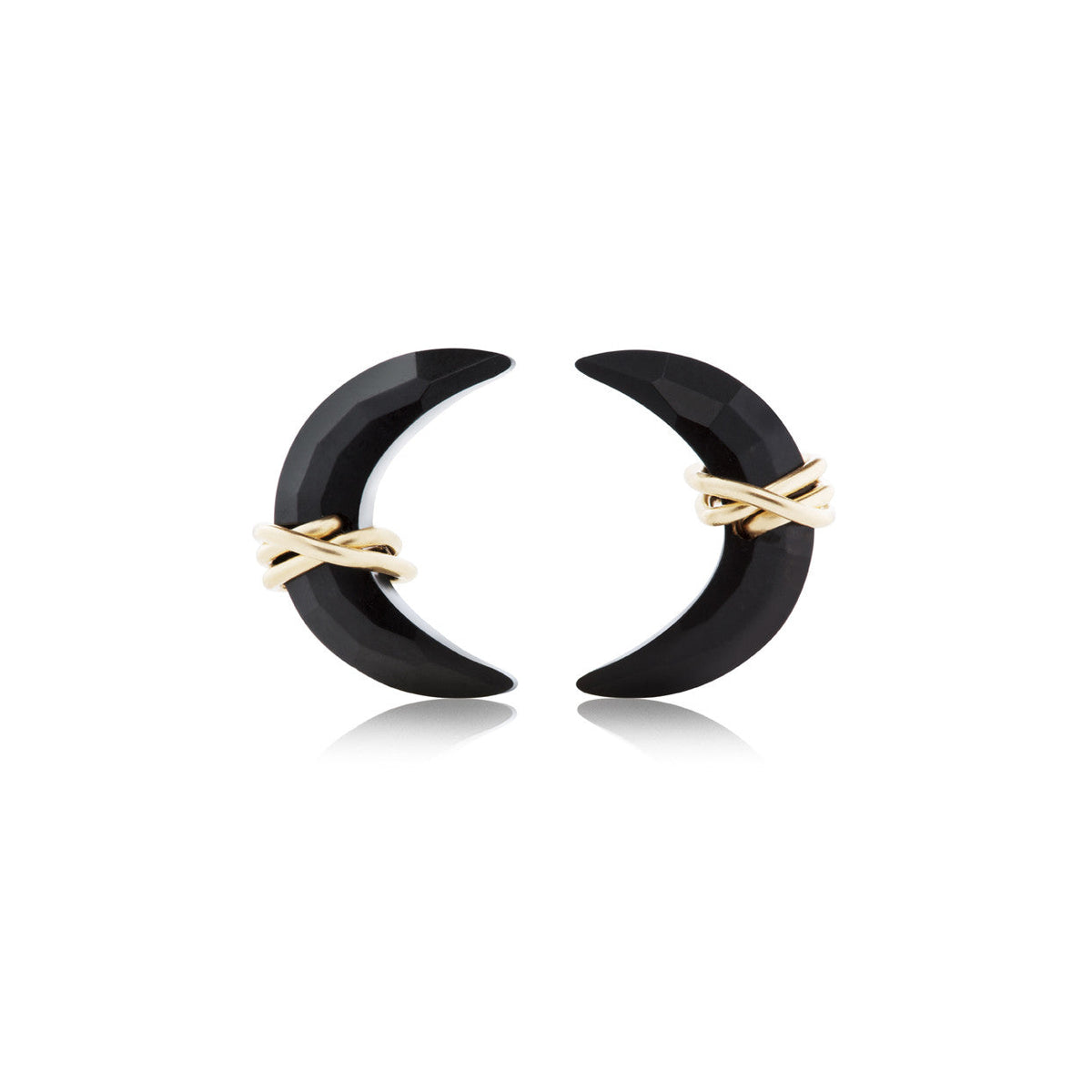 Moonbeam + Stardust Studs - Black Agate