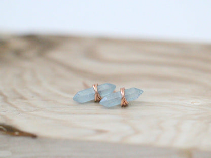 Crest Studs - Aquamarine