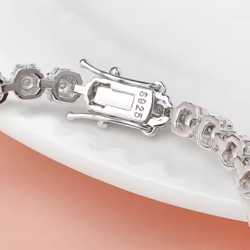 Brilliant Flower Created Moissanite Tennis Bracelet – D-VVS1 Stones, 14K Gold Overlay