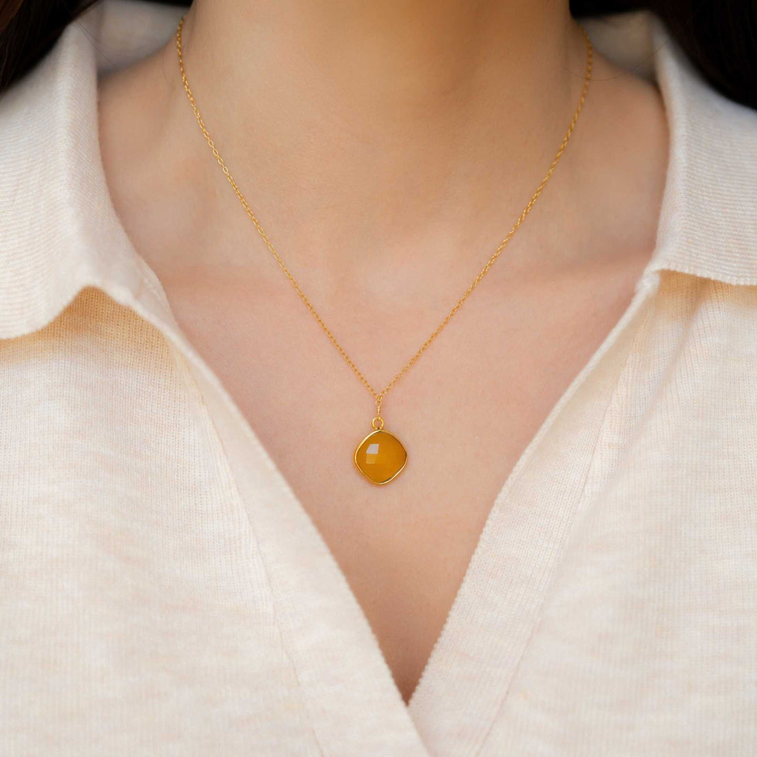 Yellow Chalcedony Pendant NecklaceGold necklace made with a super unique yellow chalcedony bezel-set gemstone. Great for layering.- 16-18" long- Spring ring clasp- 14k gold plated fine Italian sterliNecklacesPARKEN JEWELRYVettedArcYellow Chalcedony Pendant