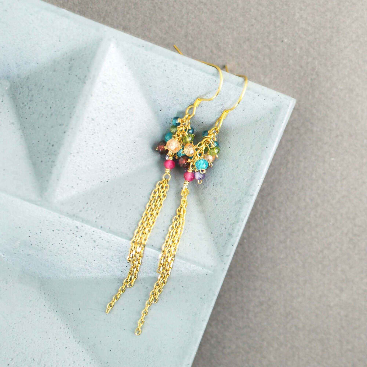 Rainbow Gemstone Edge EarringsDesigned to add a little &