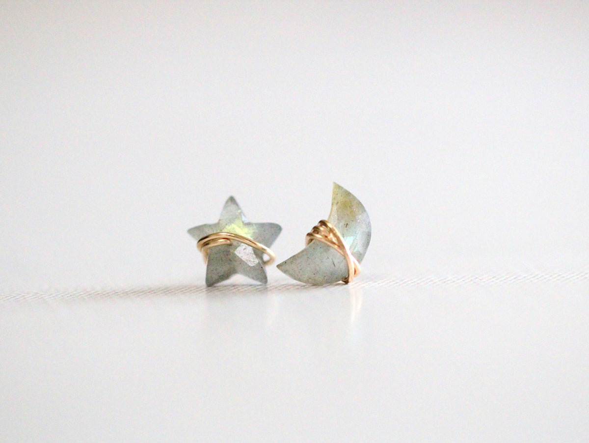 Moonbeam &amp; Stardust Studs - Labradorite