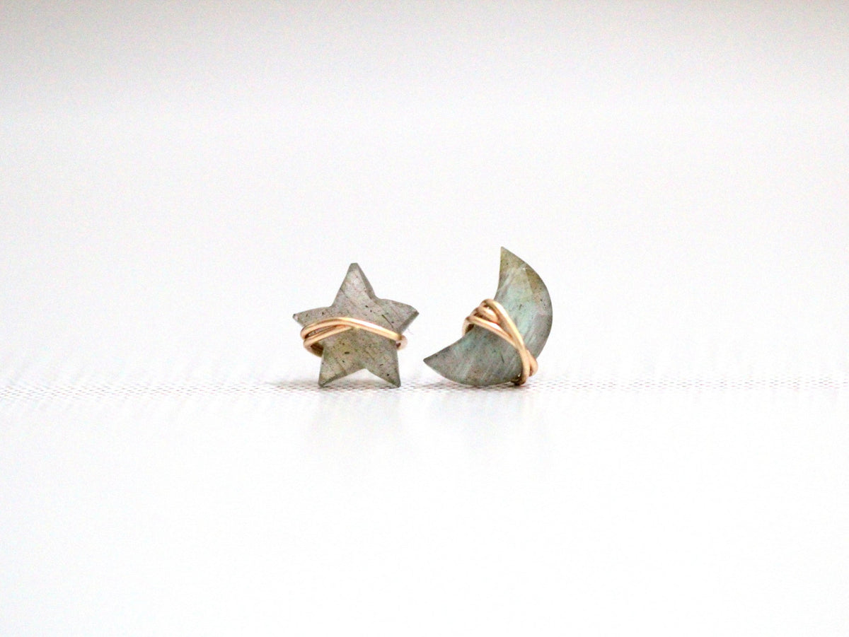 Moonbeam &amp; Stardust Studs - Labradorite