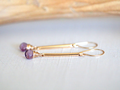 Amethyst Bar Earrings