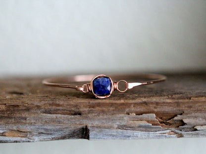 Lapis Lazuli Bezel Wrapped Bangle