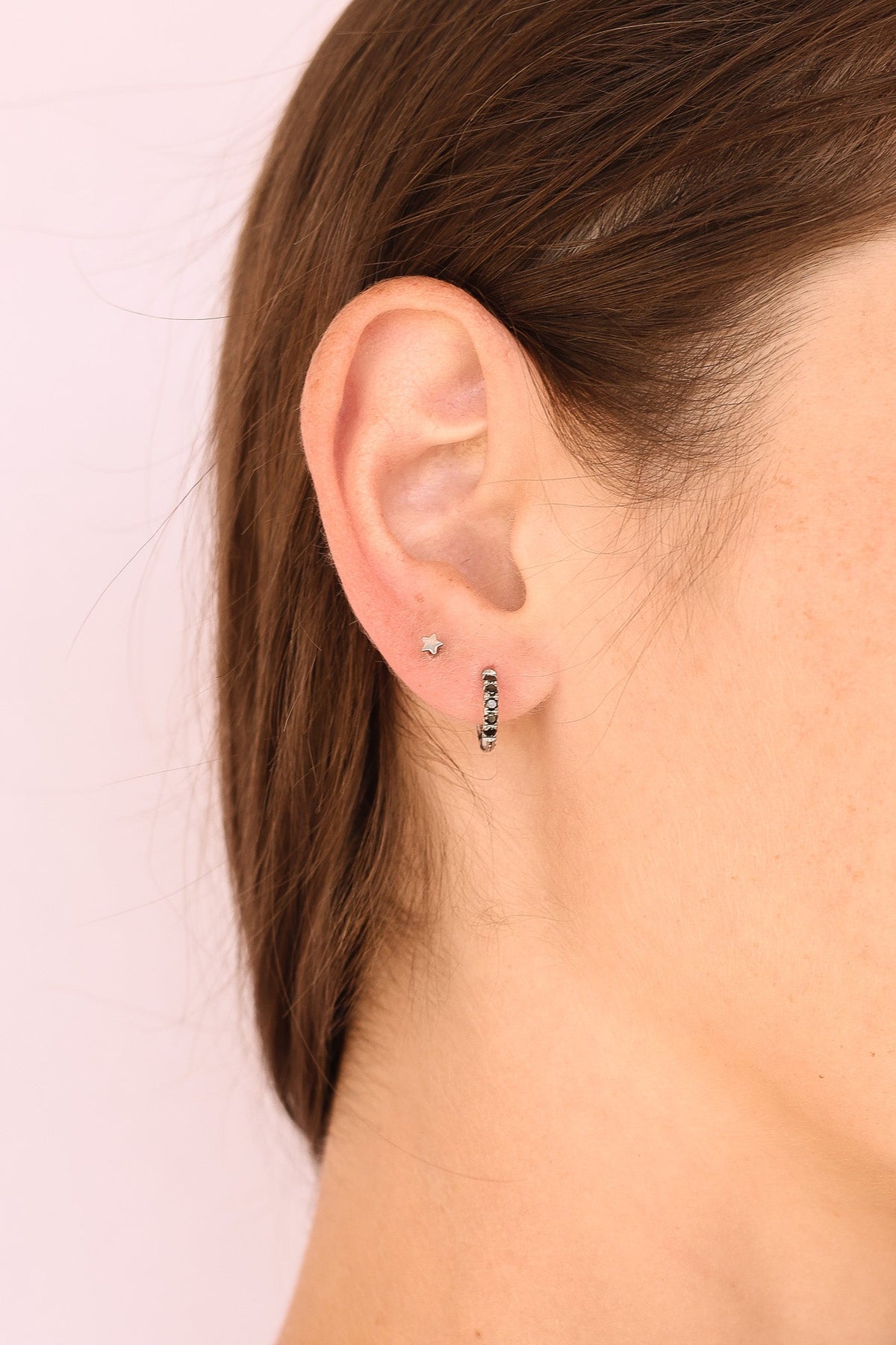 Micro Crystal Hoop in Black