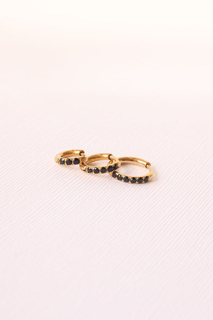 Micro Crystal Hoop in Black