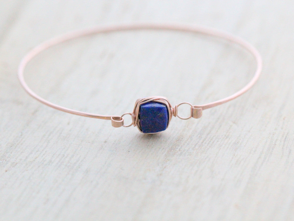 Lapis Lazuli Bezel Wrapped Bangle