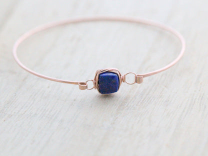 Lapis Lazuli Bezel Wrapped Bangle