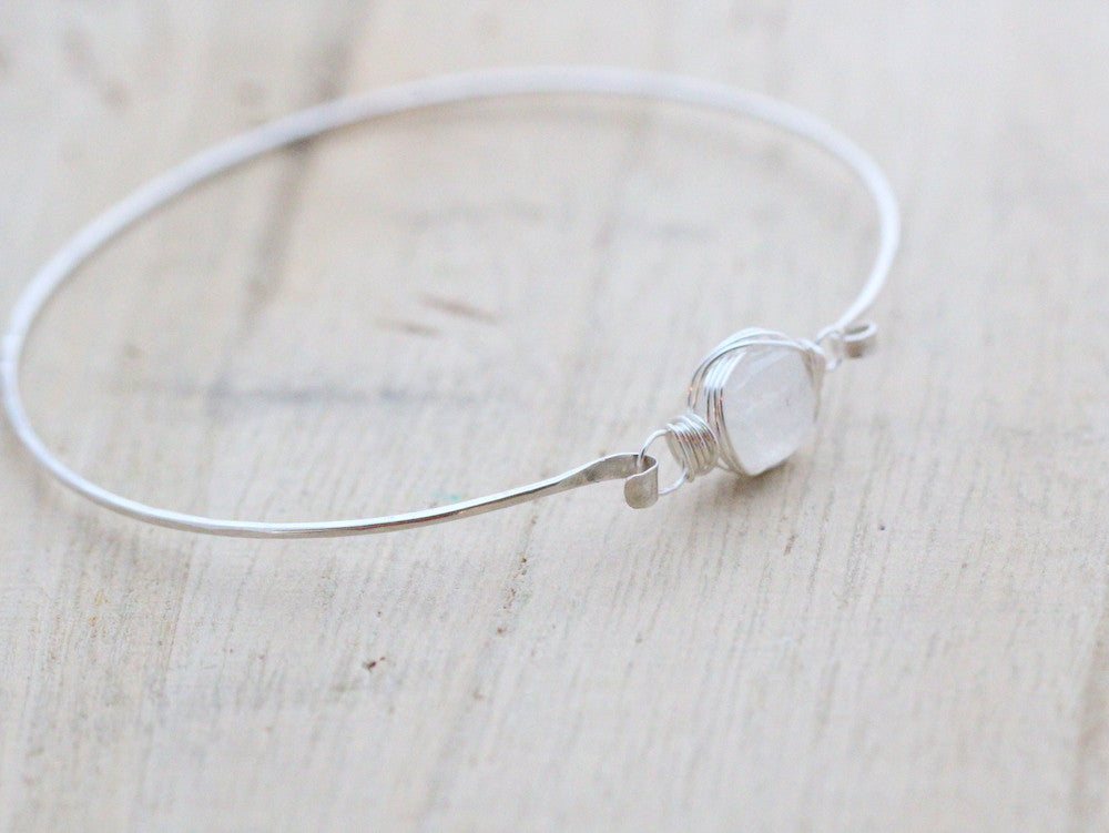 Moonstone Bezel Wrapped Bracelet