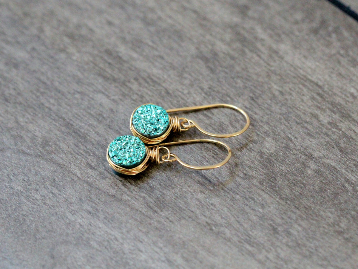 Petite Druzy Drops - Teal