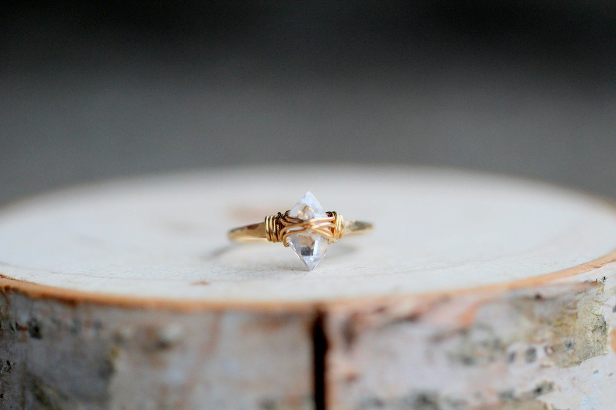 Herkimer Diamond Caged Ring