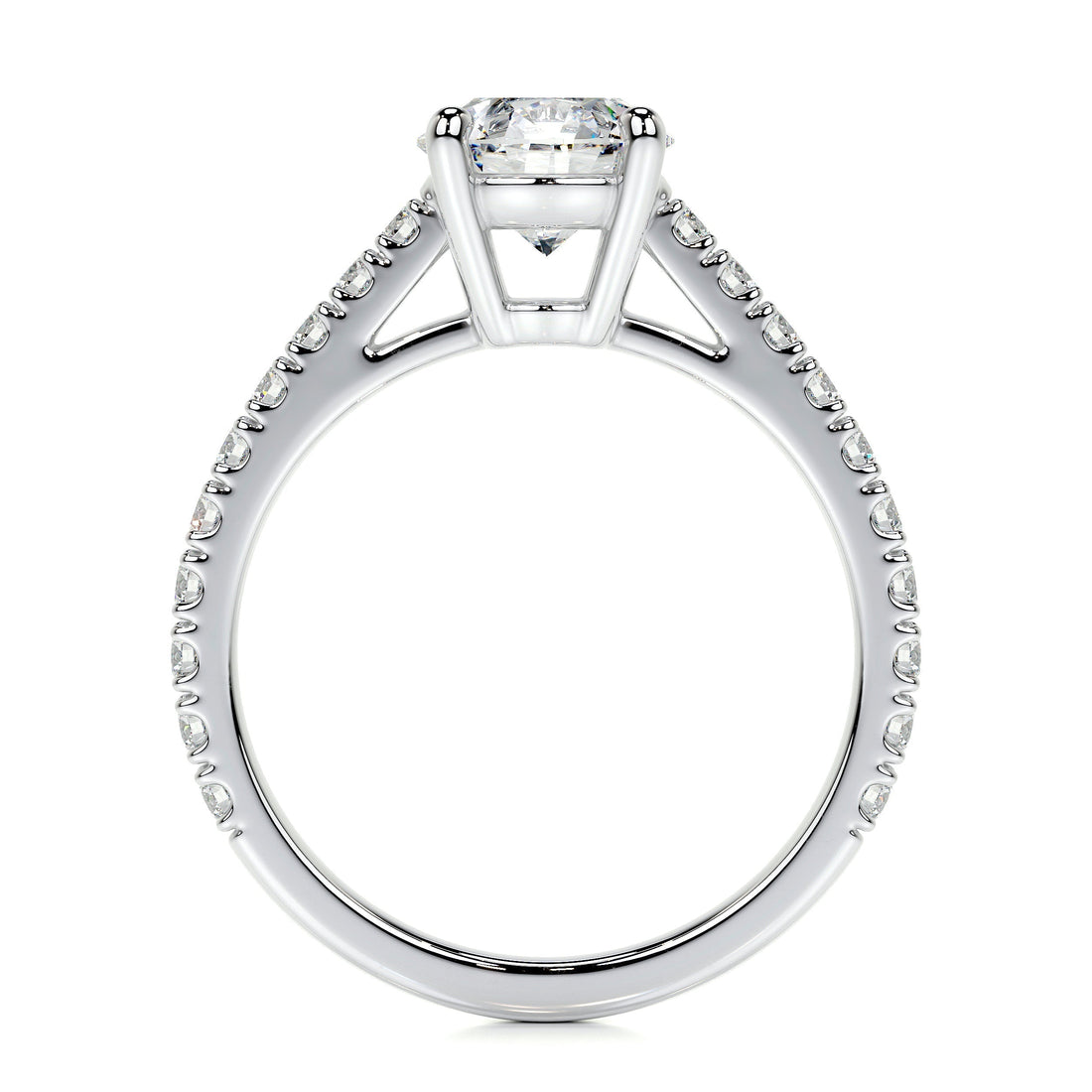 Round Brilliant Lab Grown Diamond Channel Setting Engagement Ring (F/VS) in 14K White Gold