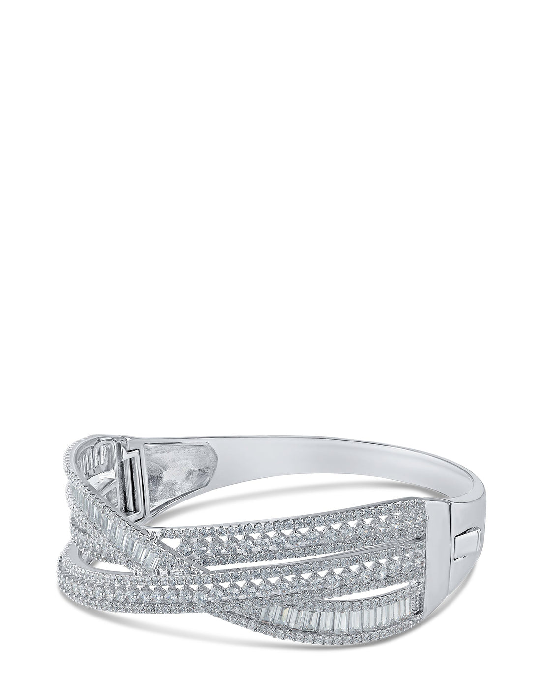 Multi CZ Overlay Cuff Bracelet