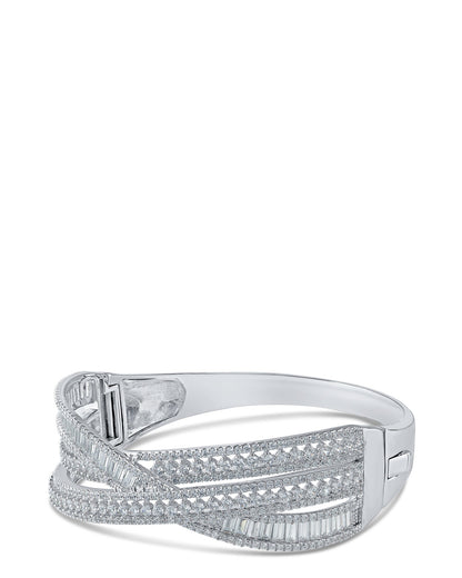 Multi CZ Overlay Cuff Bracelet