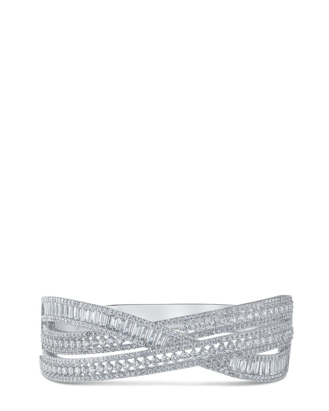 Multi CZ Overlay Cuff Bracelet