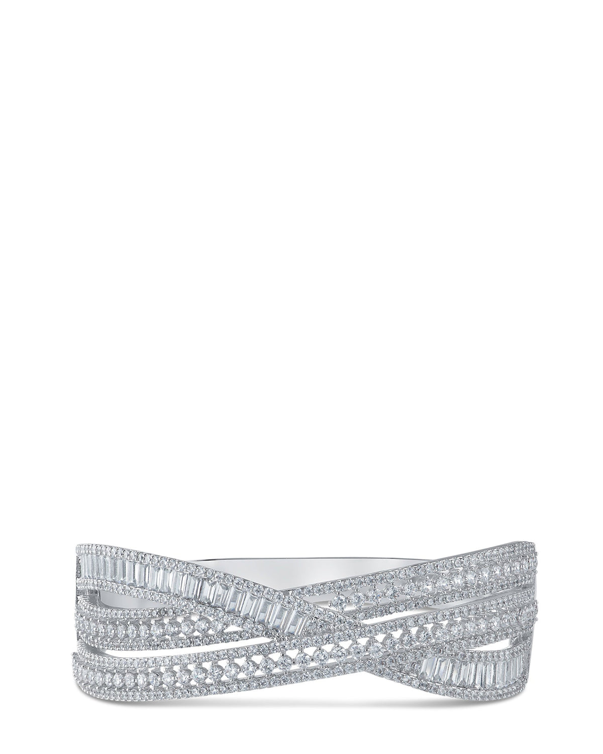 Multi CZ Overlay Cuff Bracelet
