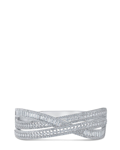 Multi CZ Overlay Cuff Bracelet
