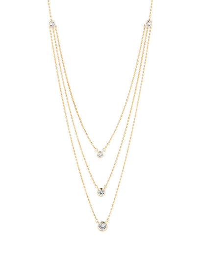 Triple Round CZ Layered Necklace
