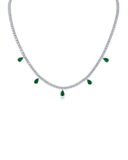 Round and Pear CZ Necklace