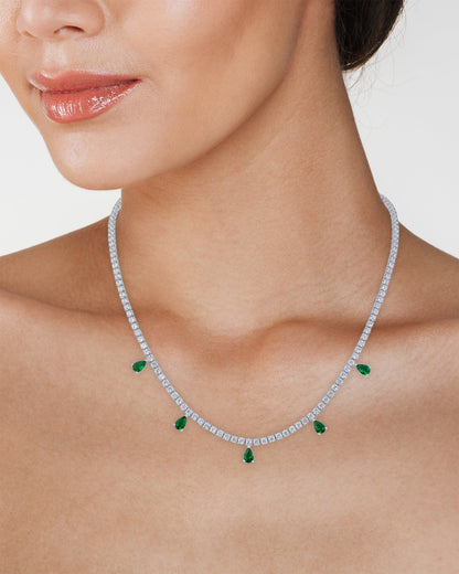 Round and Pear CZ Necklace