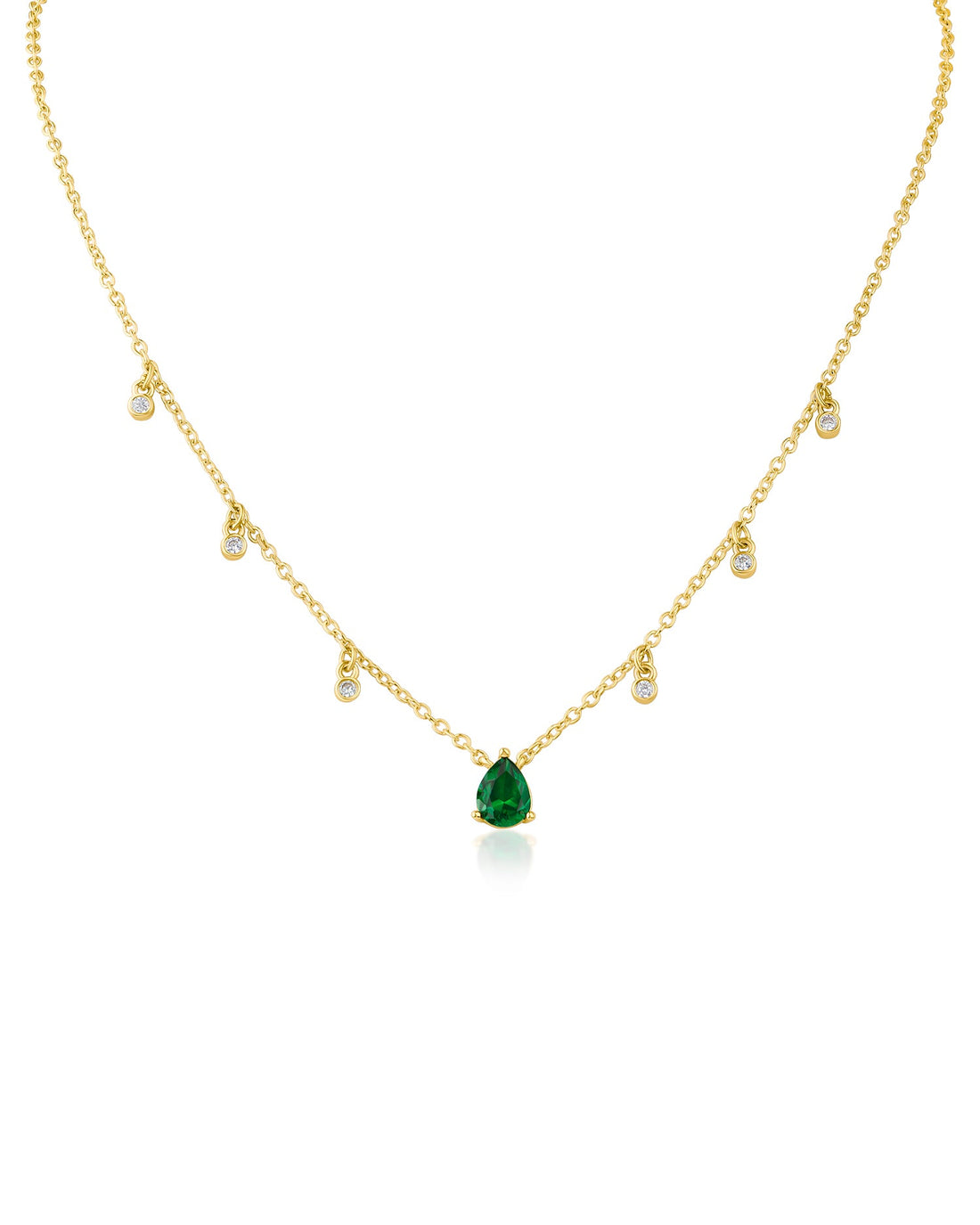 Round and Pear CZ Charm Necklace