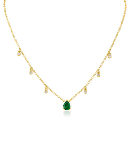 Round and Pear CZ Charm Necklace