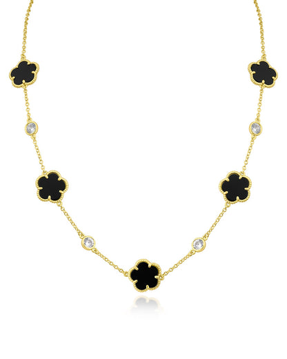 Clover and CZ Station Necklace