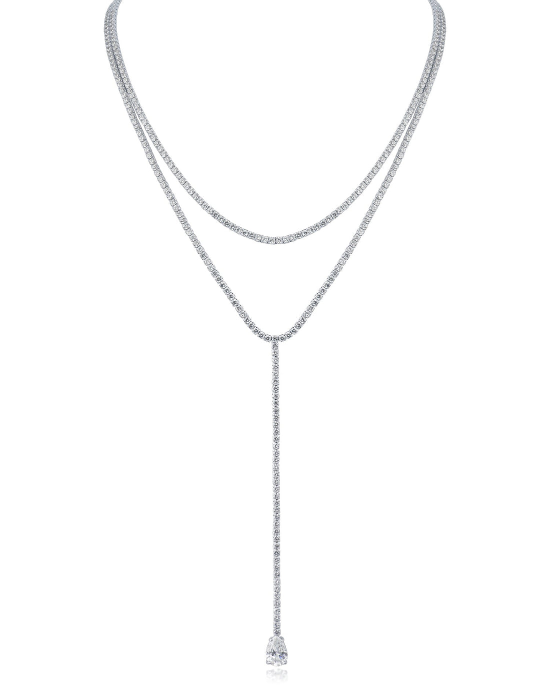 Round CZ Double Layered Y-Necklace
