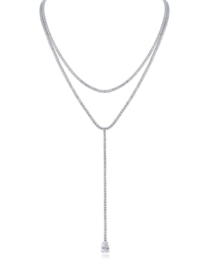 Round CZ Double Layered Y-Necklace