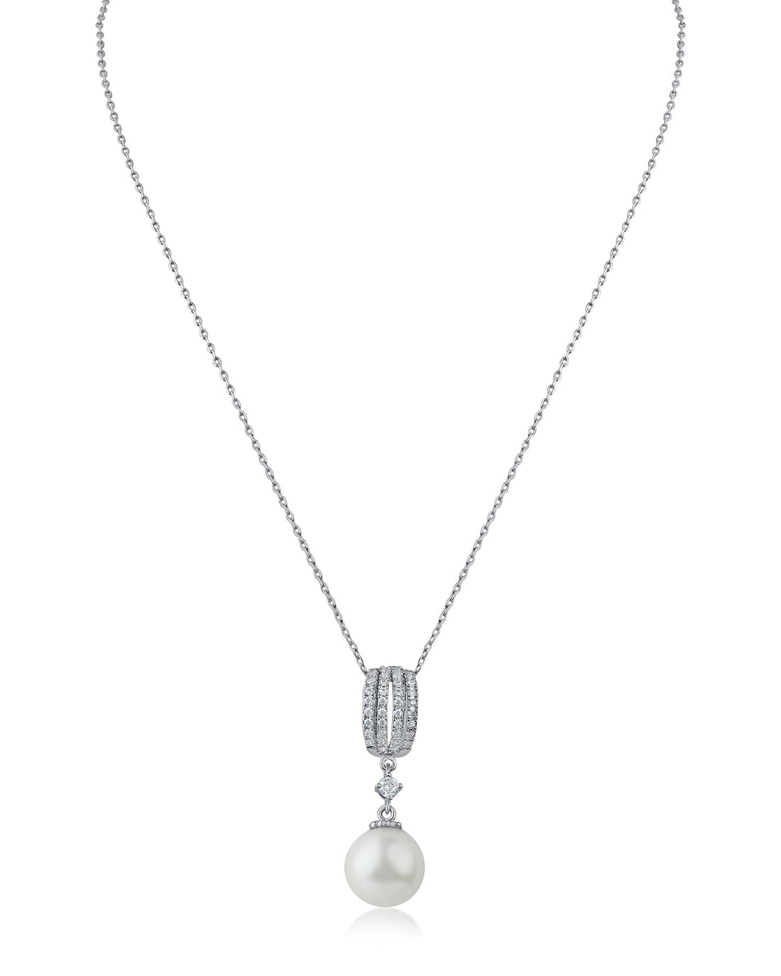 CZ and Pearl Pendant Necklace
