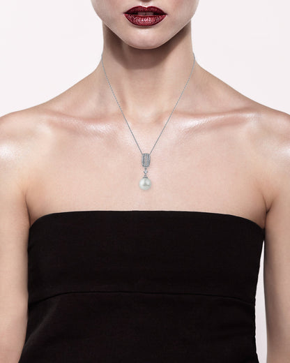 CZ and Pearl Pendant Necklace