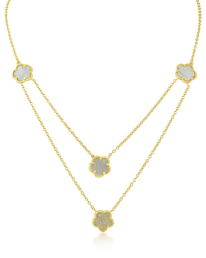 Pave and Resin Clover Necklace
